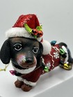 Dachshund Weiner Dog Christmas Tree Ornament Red Sweater Santa Hat Helper