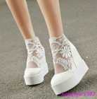Ankle Boot Womens Mesh Lace Floral Platform Wedge Hidden Heel Casual Shoes Sweet