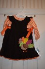 Nwt Baby Girls Brown Orange Thanksgiving Turkey Dress  By Rare Editions - 12 Mo