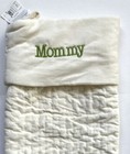 Pottery Barn Channel Quilted Velvet Large Christmas Stocking Mommy Ivory New
