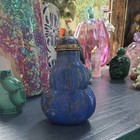 Vintage Chinese Carved Lapis Lazuli Snuff Bottle     Floral Relief