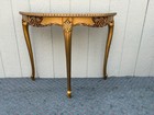 67978 Elegant  Modern Gold Demilune Console Table With Intricate Floral Design