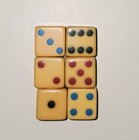 Vintage Butterscotch Multi Color Pip Dice Set  Of 6  Bakelite  Mid-century 