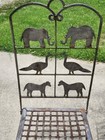 2 Vintage Folding Wrought Iron Metal Garden Chairs Welded Cut Out Animal Backs