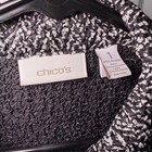 Chicos Travelers Black White Textured Knit Button Front Jacket Size 1 M