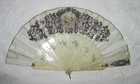 Antique Victorian Fan Hand Colored Lithograph And Bone Sticks Circa 1860
