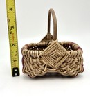 Mini Vintage Wicker Basket With Handle  Multicolored  Hand Made 