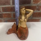 Medium Antique R Older Vintage Aged Cast Iron Sitting Mermaid Yard Pool Poolside