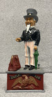Vintage Uncle Sam Mechanical Bank Cast Iron With Stopper  works 