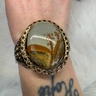 Vintage Owyhee Picture Jasper Cuff Bracelet Safety Chain