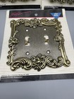 Lot Of 3 Gold Style Cast Metal Double Outlet Light Switch Plate Covers Vtg Usa