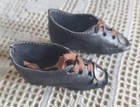 Pair Of Antique Leather Doll Shoes With Brass Buckles  21