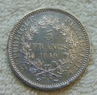 France   1849-a Silver Five Francs Coin