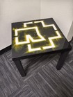 Rammstein Unofficial Resin Art End Table Flame Rammatein Logo Hand Painted