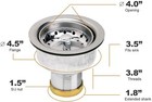 Kitchen Sink 3-1 2 In Stainless Steel Drain Assembly Extended Shank 3-3 4 In Usa