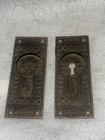Antique Pair Of Victorian Cast Iron Pocket Door Escutcheon Reading Windsor  2
