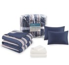 Complete Bed In A Bag Comforter Set Queen Size Sheet Has 2 Side Pockets Navy Red