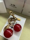    coach    Cherry Bag Charm Keychain Glitter Resin And Metal Brass red Apple