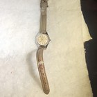 Webster Antimagnetic Manual Wind Analog Wristwatch Silver Case Brown Leather