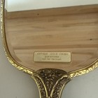 Vintage Antique Victorian Floral Handheld Vanity Mirror Gold Toned 13x5 