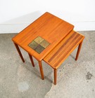 Mid Century Danish Modern Nesting Tables Solid Teak Pair Set 2 Denmark Ceramic