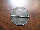 High Grade 1878 Silver Bun Head Half Crown Made Into A Brooch  Huge  925 Silver