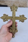 Antique Brass Cross Finial  Classic Oldie  Decorative Ornament  cu426 