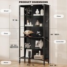 64  Glass Display Case With Adjustable Shelves  5-tier Curio Cabinet With Light