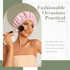 Reusable Shower Cap For Women  Large Waterproof Shower Bonnet Washable Elastic B