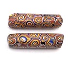 2 Rare Antique Venetian Green Yellow Millefiori Glass African Trade Beads