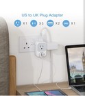 Us To Uk Plug Type G Travel Converter With 3 Usb Charger  4 Outlet Power Adaptor
