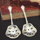 Chantilly Bonbon Spoons  Set Of Two  2  Servers  Gorham Sterling Silver  4 5 8 