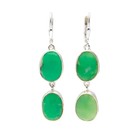 Natural Chrysoprase Earrings Green Oval Dangle 925 Silver Jewelry Birthday Gift