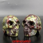 1x Natural Dragon Blood Stone Skull Quartz Crystal Carved Reiki Healing 2  