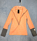 Zella Girls Half Zip Up Mock Neck Neon Orange Pullover Med 8-10 Layerthumbholes