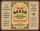Vintage Label Old Baker Whiskey Large Size Bottled In Bond Meadowlawn Kentucky
