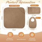 6 Pcs Muslin Hooded Bath Towels Washcloths Bibs Set Cotton Brown And Beige