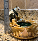 Vintage Ceramic Panda Bamboo Ashtray Mid Century Chinese Majolica Glaze Figurine
