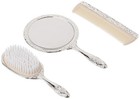 3 Pc Silver Chrome Girls Vanity Set Comb Brush Mirror 
