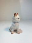Vintage Ceramic Siamese Cat Kitten Figurine Sitting White And Brown 