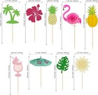 Tropical Luau Cupcake Toppers Set - 36 Pcs Hawaiian Summer Party Decorations