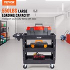 Vevor Utility Service Cart 3 Shelf 550lbs 360   Swivel Wheels  2 With Brakes 