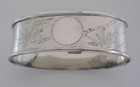 Antique Aesthetic Movement Hammered Sterling Silver Bamboo Napkin Ring-no Mono