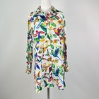 Nwot John Mark Floral Bird Long Sleeve Multicolor Shirt Tunic Blouse Top Size M