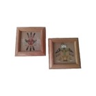 Pair Set 2 Signed Native Thunderbird American Navajo Sand Art Paintings Framed