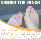 24pcs Open Toe Rings Set For Women Adjustable Toe Band Knuckle Ring Arrow Knot S