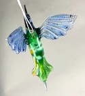 Hand Blown Glass Hummingbird Figurine Hanging Ornament Murano Style Blue 4 9 