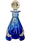 Vintage blue crystal glass perfume Bottle W  Stopper collezione italy 6 25 h