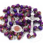 Deep Purple Crystal Beads Rosary Necklace Catholic Holy Center   Cross Crucifix