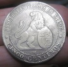 1870  spain-puerto Rico  Five Centimos  5 Centimos  -colonies-